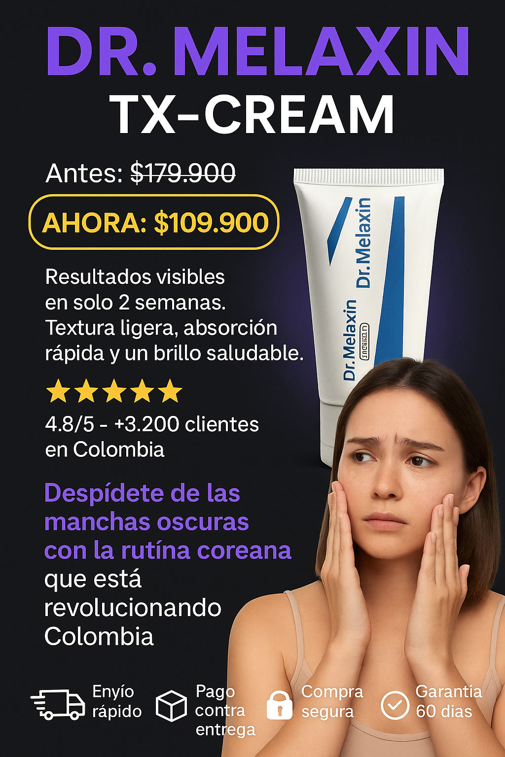 Dr.Melaxin | TX Crema Di adiós a las manchas que arruinan tu piel